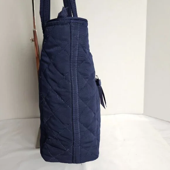 Vera Bradley Tote Bag Small w/ Zippers Performance Twill Classic Navy - Picture 3 of 14